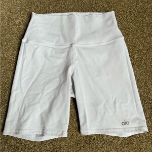 ALO Yoga White Bike Shorts High-Waisted Athletic